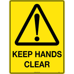 Uniform Safety Signs - 90x55mm - Self Adhesive - Pkt of 10 - Keep Hands Clear | 323SSA