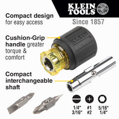 Klein Tools - STUBBY MULTI-BIT SCREWDRIVER/NUT DRIVER | A-32561