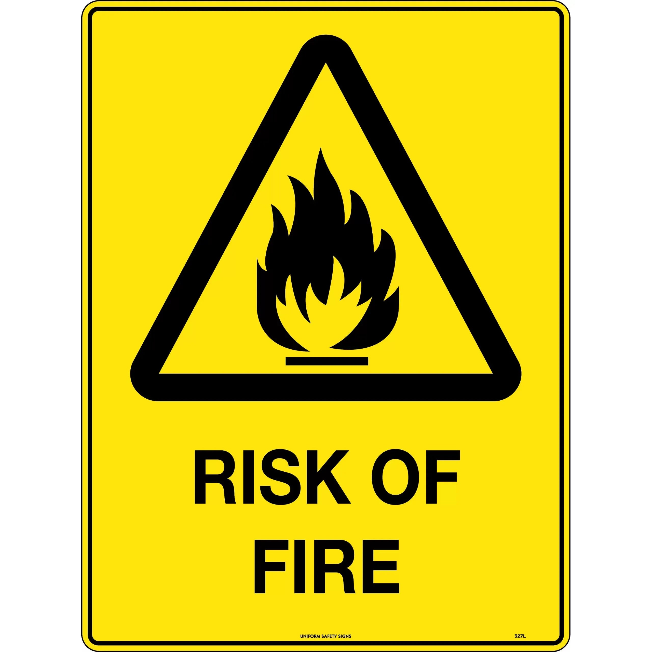 Uniform Safety Signs - 600x400mm - Poly - Caution Risk of Fire | 327LP