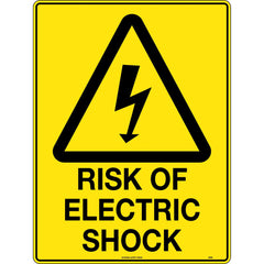 Uniform Safety Signs - 240x180mm - Self Adhesive - Blk/Ylw - Caution Risk of Electric Shock | 328DA