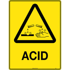 Uniform Safety Signs - 240x180mm - Self Adhesive - Blk/Ylw - Caution Acid | 331DA