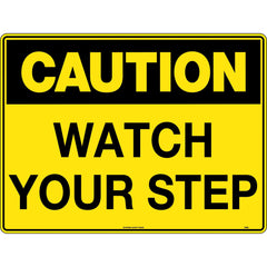 Uniform Safety Signs - 240x180mm - Self Adhesive - Blk/Ylw - Caution Watch Your Step | 336DA