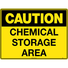 Uniform Safety Signs - 600x400mm - Poly - Caution Chemical Storage Area | 337LP