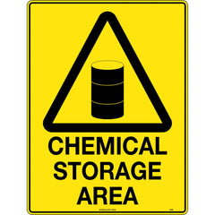 Uniform Safety Signs - 240x180mm - Self Adhesive - Blk/Ylw - Chemical Storage Area | 346DA