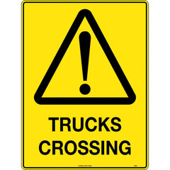 Uniform Safety Signs - 600x400mm - Metal - Trucks Crossing | 349LM
