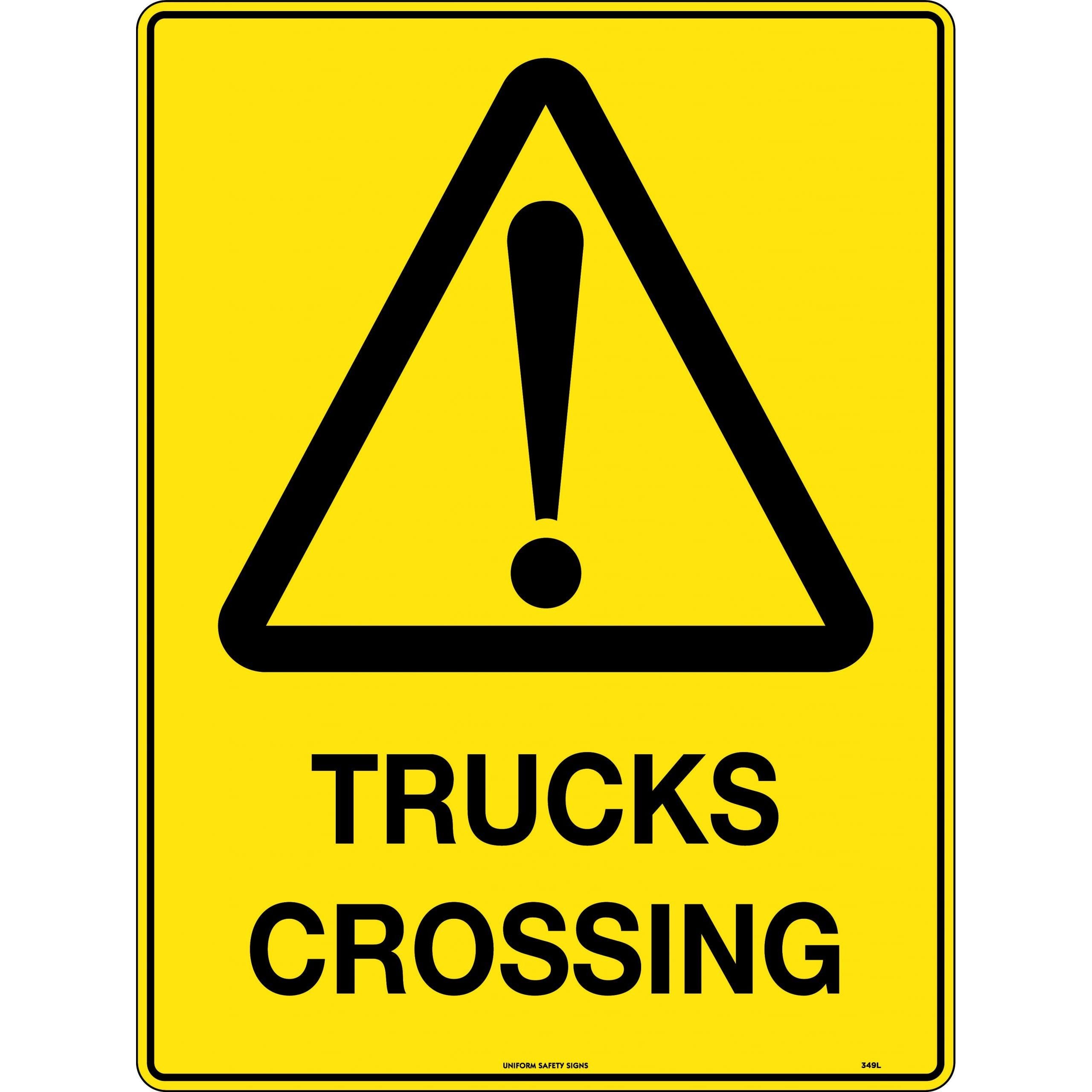 Uniform Safety Signs - 600x400mm - Poly - Trucks Crossing | 349LP