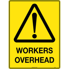 Uniform Safety Signs - 600x400mm - Metal - Workers Overhead | 350LM