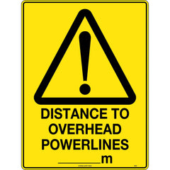 Uniform Safety Signs - 600x400mm - Metal - Distance to Overhead Powerlines ...mtrs | 352LM