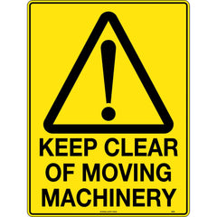 Uniform Safety Signs - 240x180mm - Self Adhesive - Keep Clear of Moving Machinery | 358DA