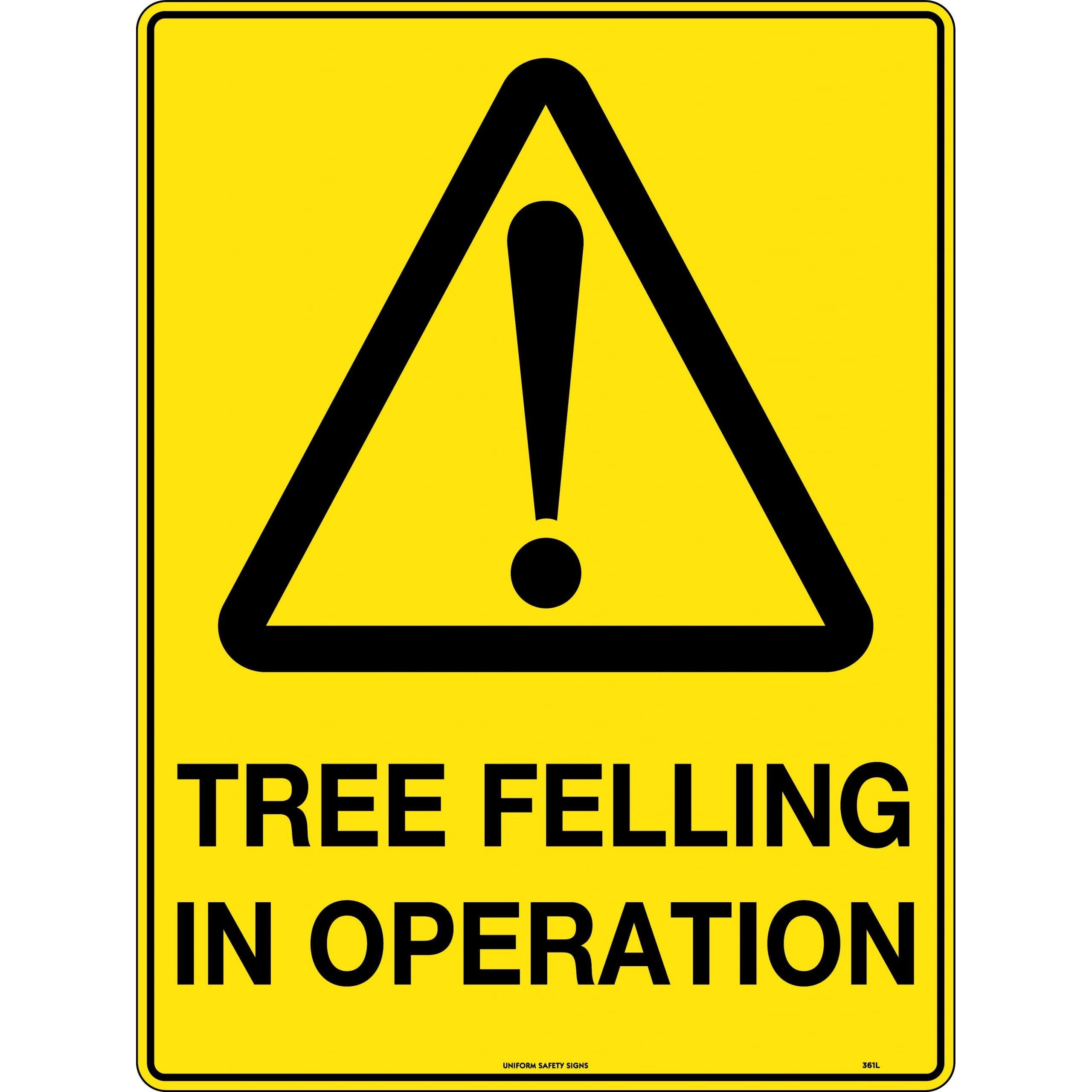 Uniform Safety Signs - 600x400mm - Corflute - Caution Tree Felling in Operation | 361LC