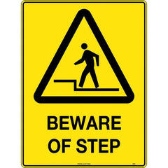 Uniform Safety Signs - 240x180mm - Self Adhesive - Blk/Ylw - Beware of Step | 365DA