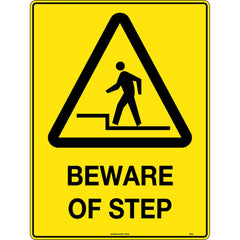 Uniform Safety Signs - 300x225mm - Metal - Beware of Step | 365MM
