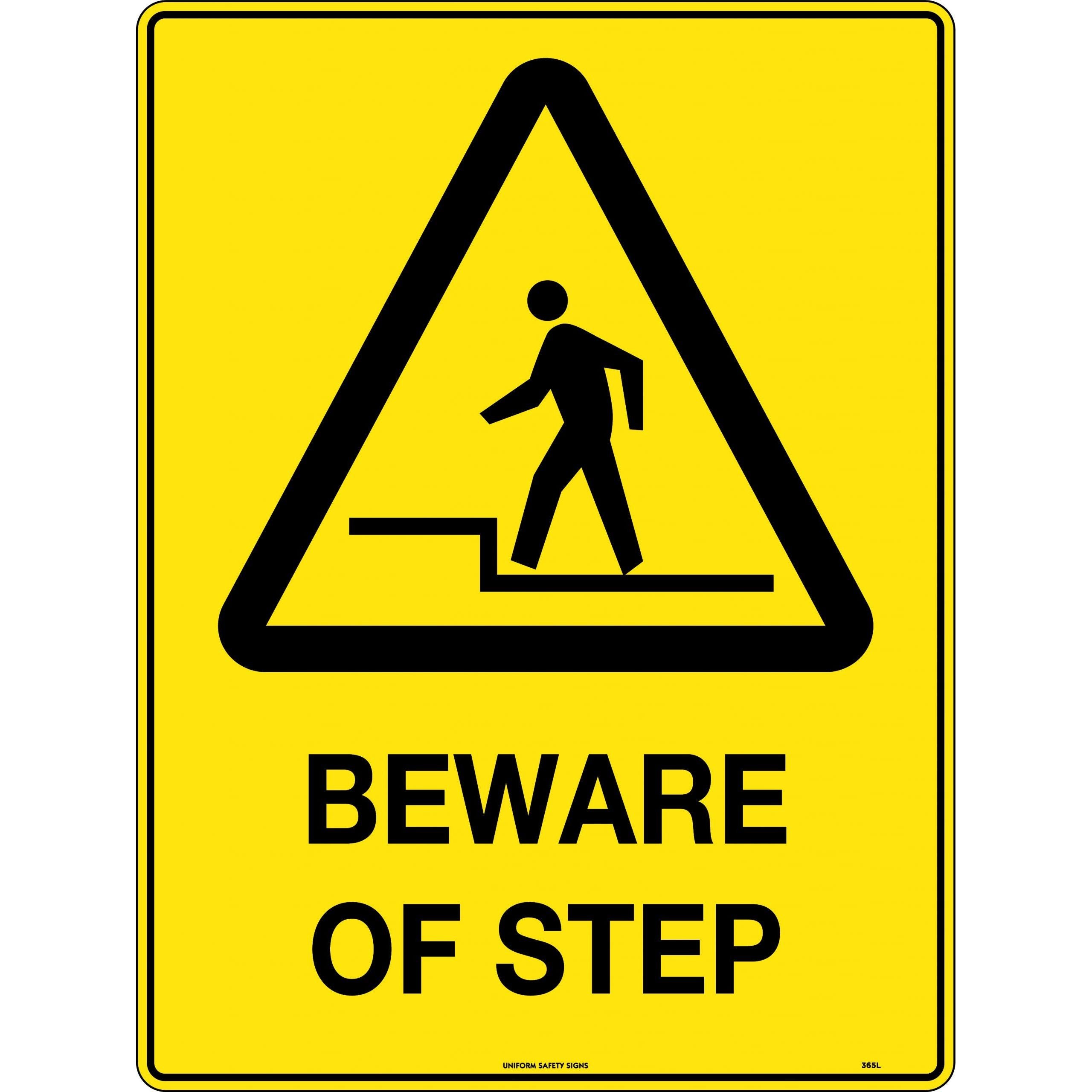Uniform Safety Signs - 300x225mm - Poly - Beware of Step | 365MP