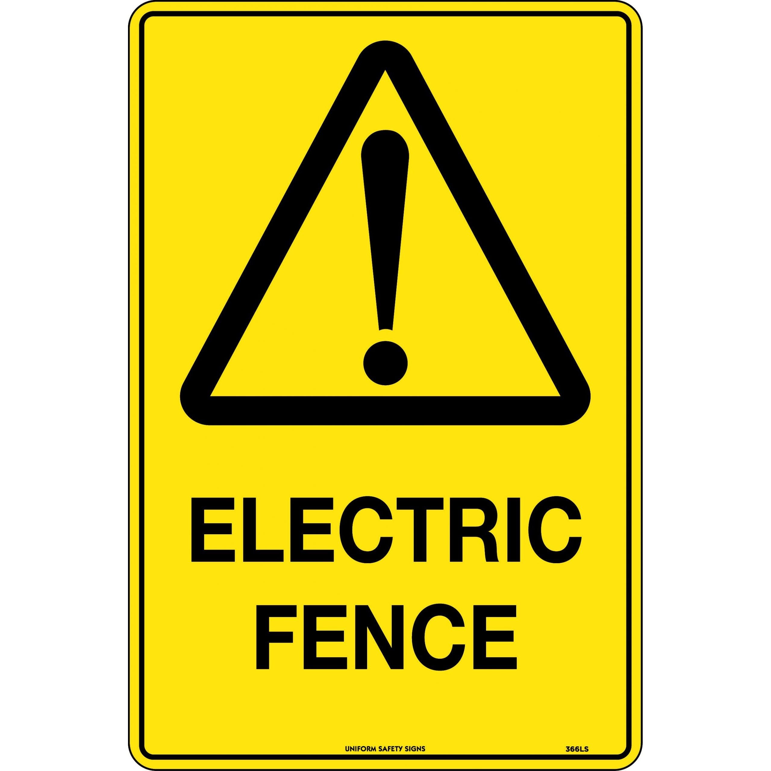 Uniform Safety Signs - 300x225mm - Poly - Caution Electric Fence | 366MP