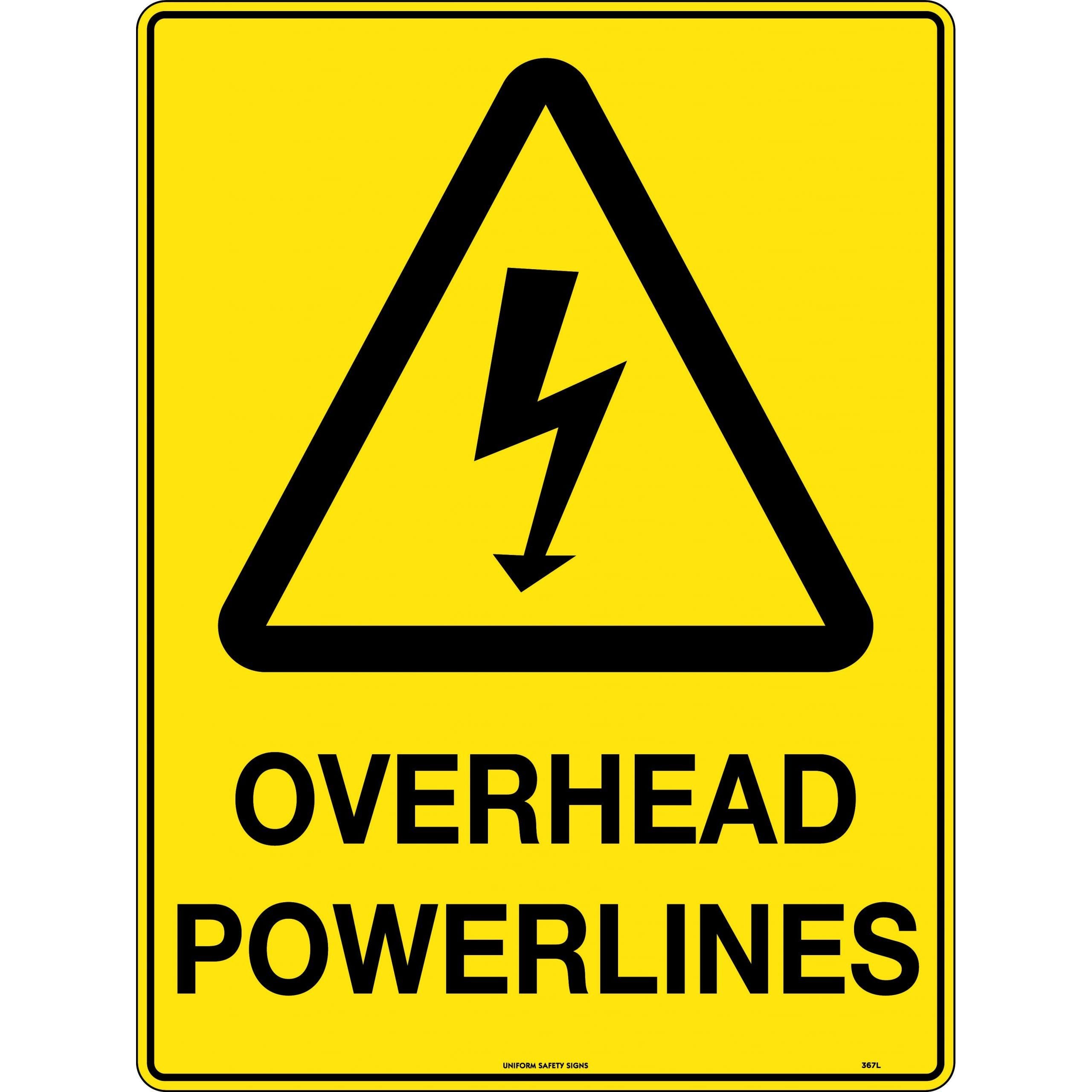 Uniform Safety Signs - 600x400mm - Poly - Caution Overhead Powerlines | 367LP