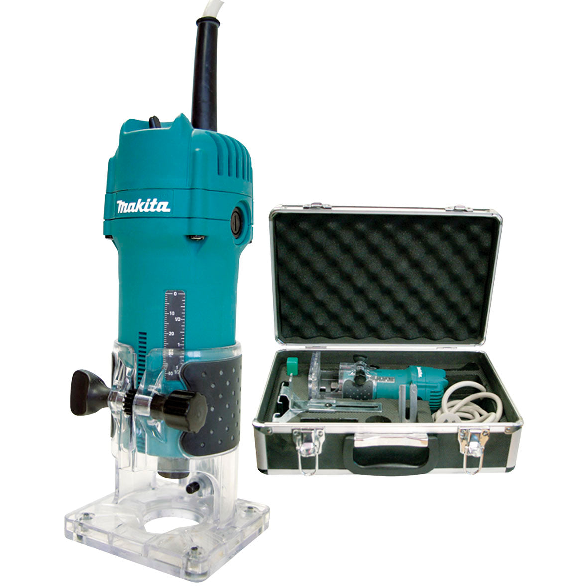 Makita Tools - 6.35mm (1/4") Laminate Trimmer 530W Carry case | 3709X