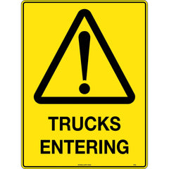 Uniform Safety Signs - 600x400mm - Poly - Trucks Entering | 375LP