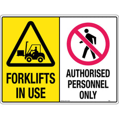 Uniform Safety Signs - 450x300mm - Metal - Multi Sign - Forklifts in Use / Authorised Personnel Only | 378LSM