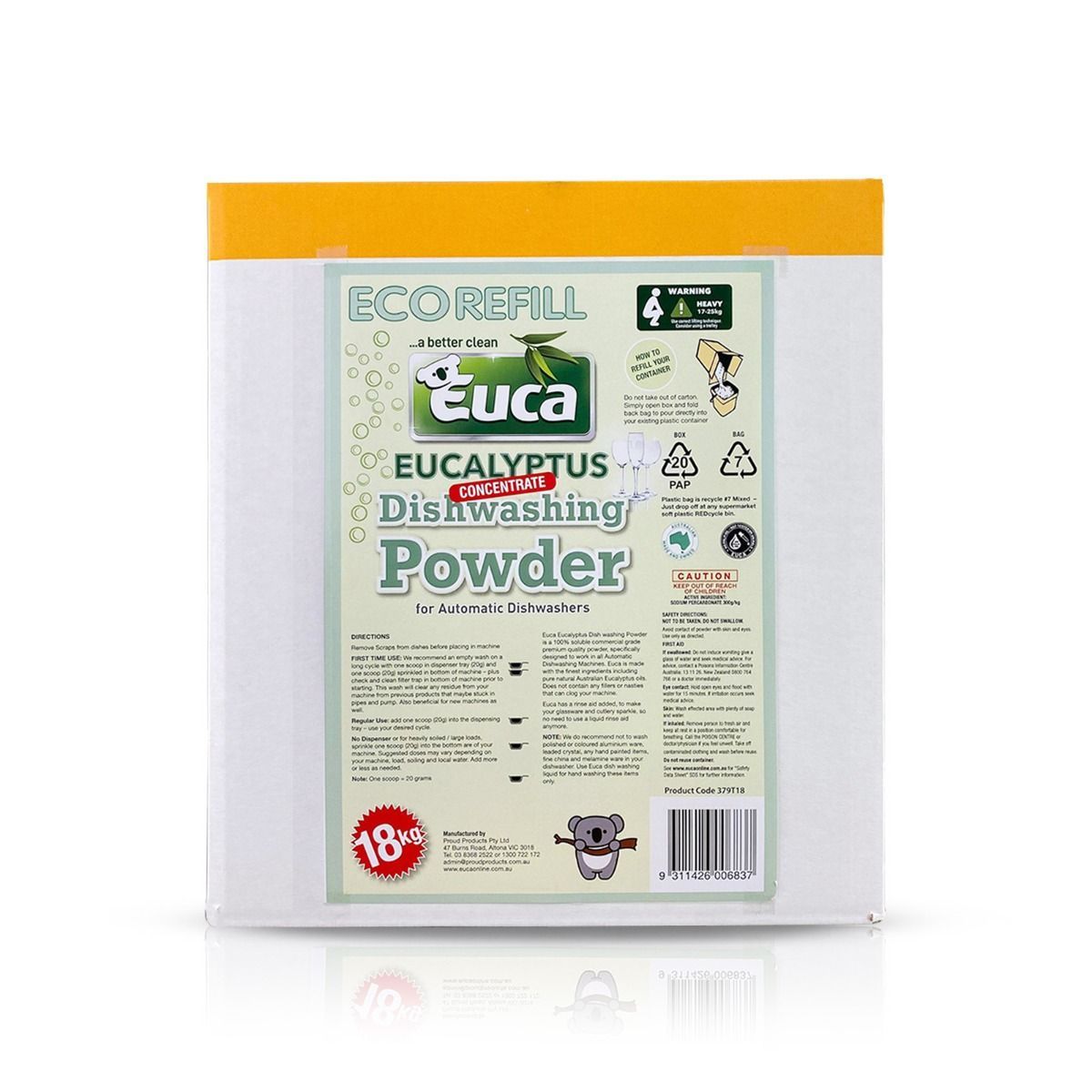 Euca - DISHWASHER POWDER EUCALYPTUS 18KG BOX | 379T18