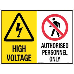 Uniform Safety Signs - 450x300mm - Metal - Multi Sign - High Voltage/Authorised Personnel Only | 383LSM
