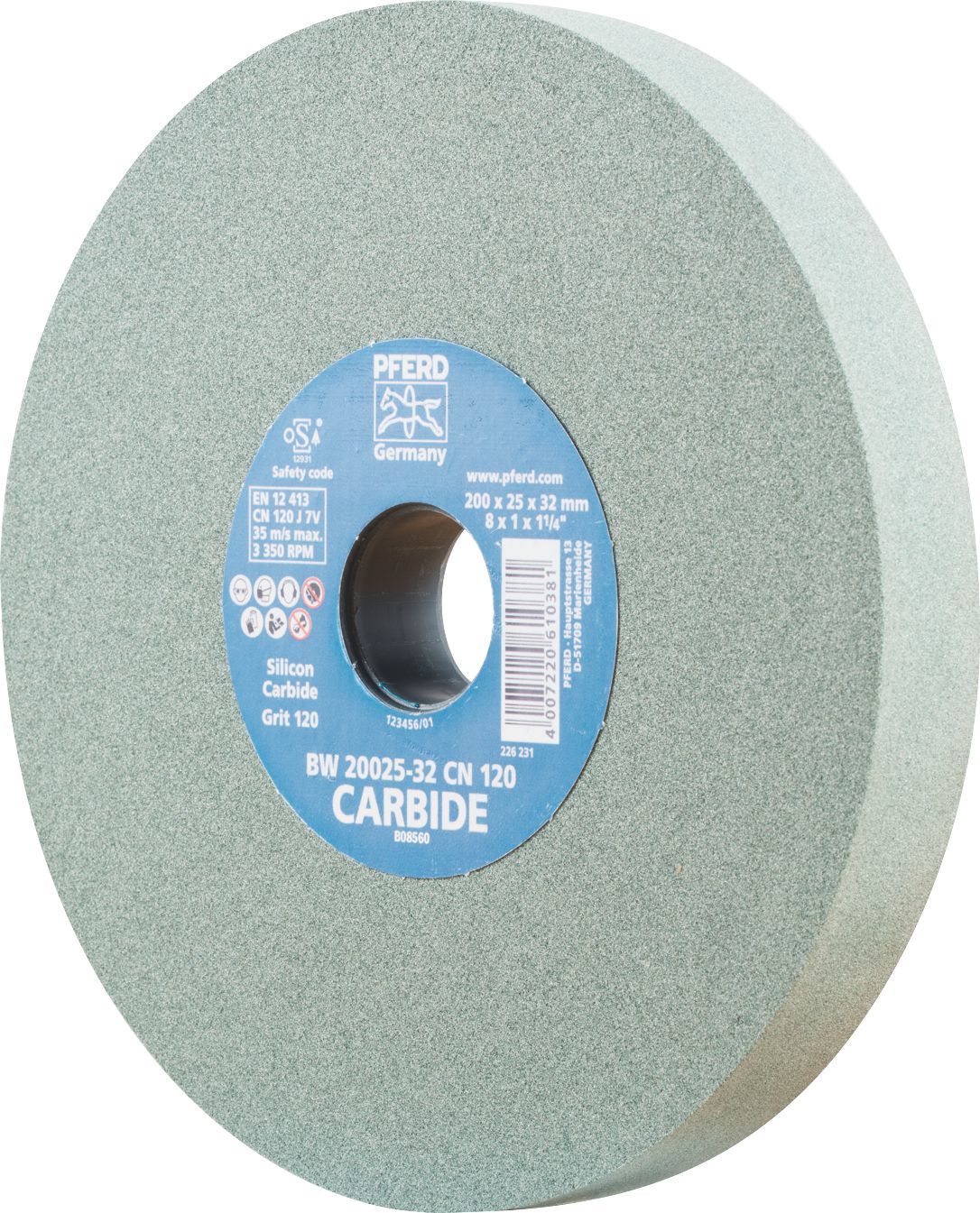 PFERD - 200mm Bench Grinding Wheel - Green BW 20025-32 CN 120 CARBIDE | 39008443 1