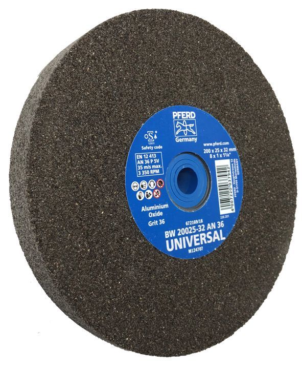 PFERD - 200mm Bench Grinding Wheel Aluminium Oxide BW 20025-32 AN 36 UNIVERSAL | 39009711 1