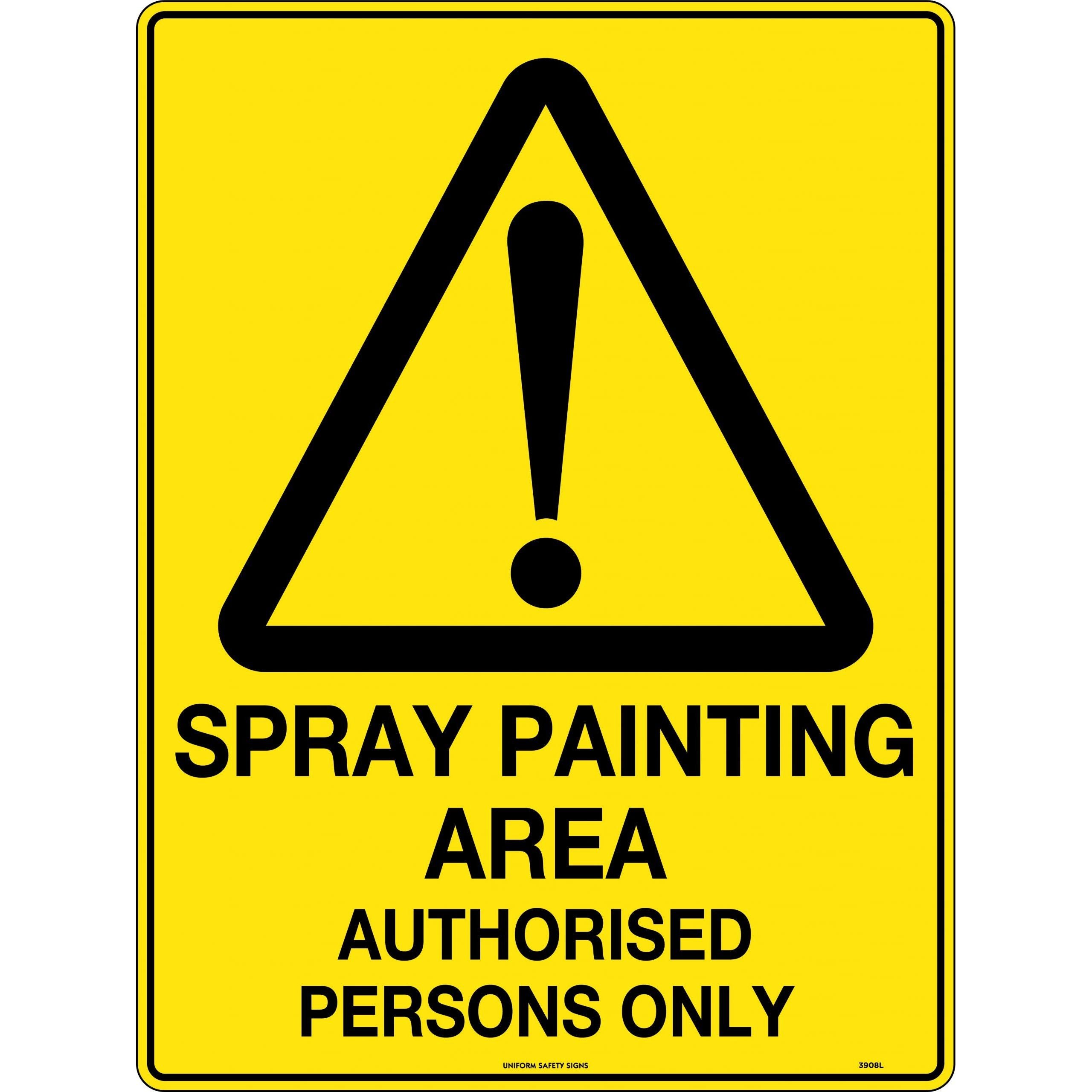 Uniform Safety Signs - 600x400mm - Metal - Spray Painting Area Authorised Persons Only | 3908LM