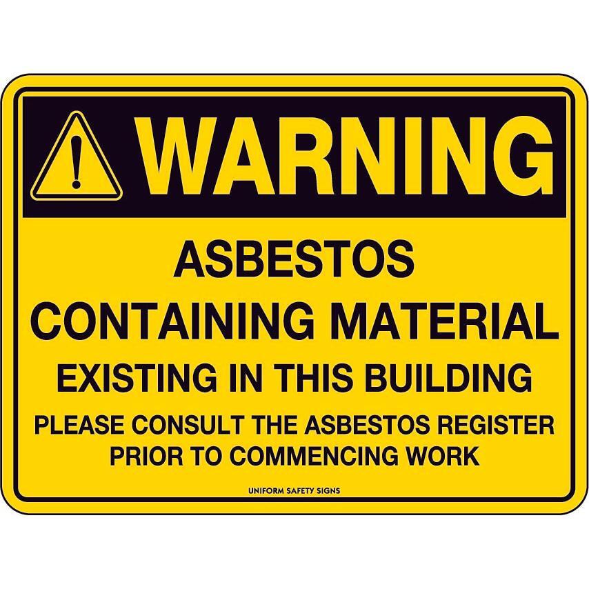 Uniform Safety Signs - 300x225mm - Metal - Warning Asbestos Existing in This Building | 3918MM