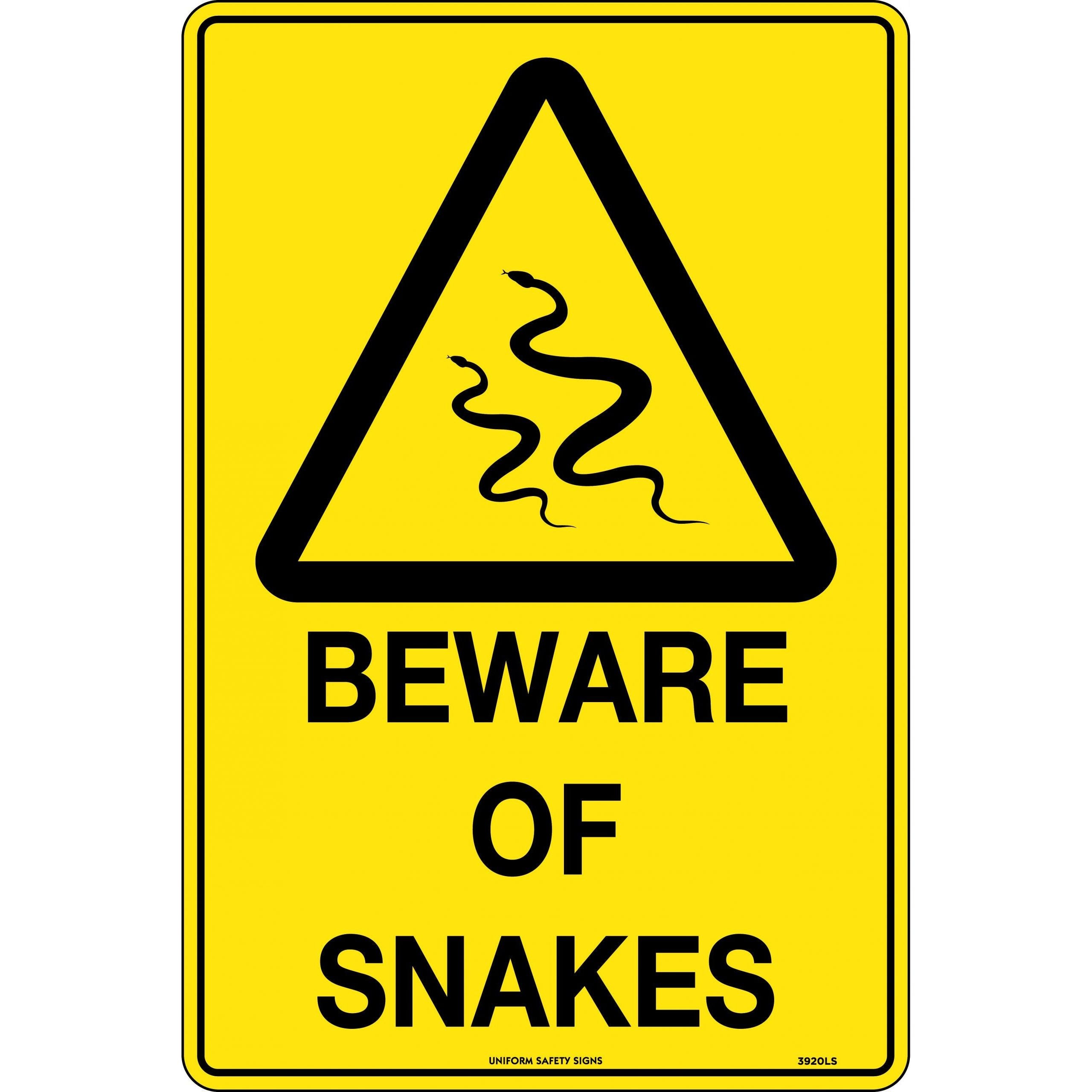 Uniform Safety Signs - 450x300mm - Metal - Beware of Snakes | 3920LSM