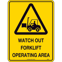 Uniform Safety Signs - 240x180mm - Self Adhesive - Watch Out Forklift Operating Area | 395DA