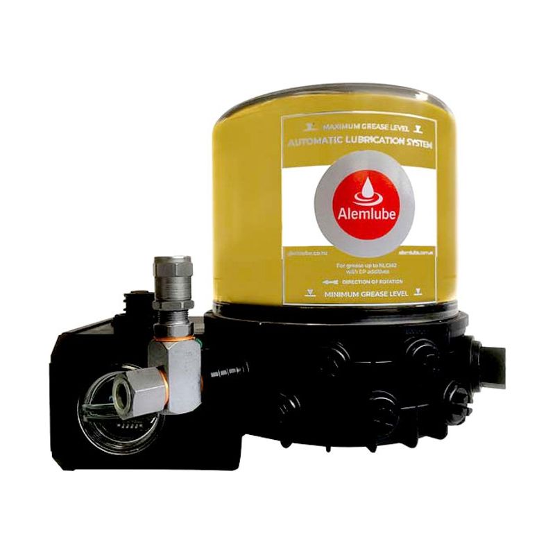 Alemlube - 12Vdc Pump With 1Kg Reservoir, With Controller, With Low Level Switch, 1 X Fixed Pump Element & Relief Valve | 3K.12TL.F