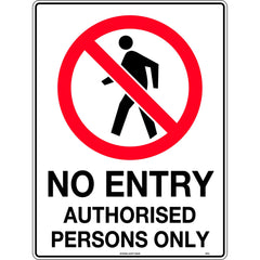 Uniform Safety Signs - 450x200mm - Metal - No Entry Authorised Persons Only | 401OLM