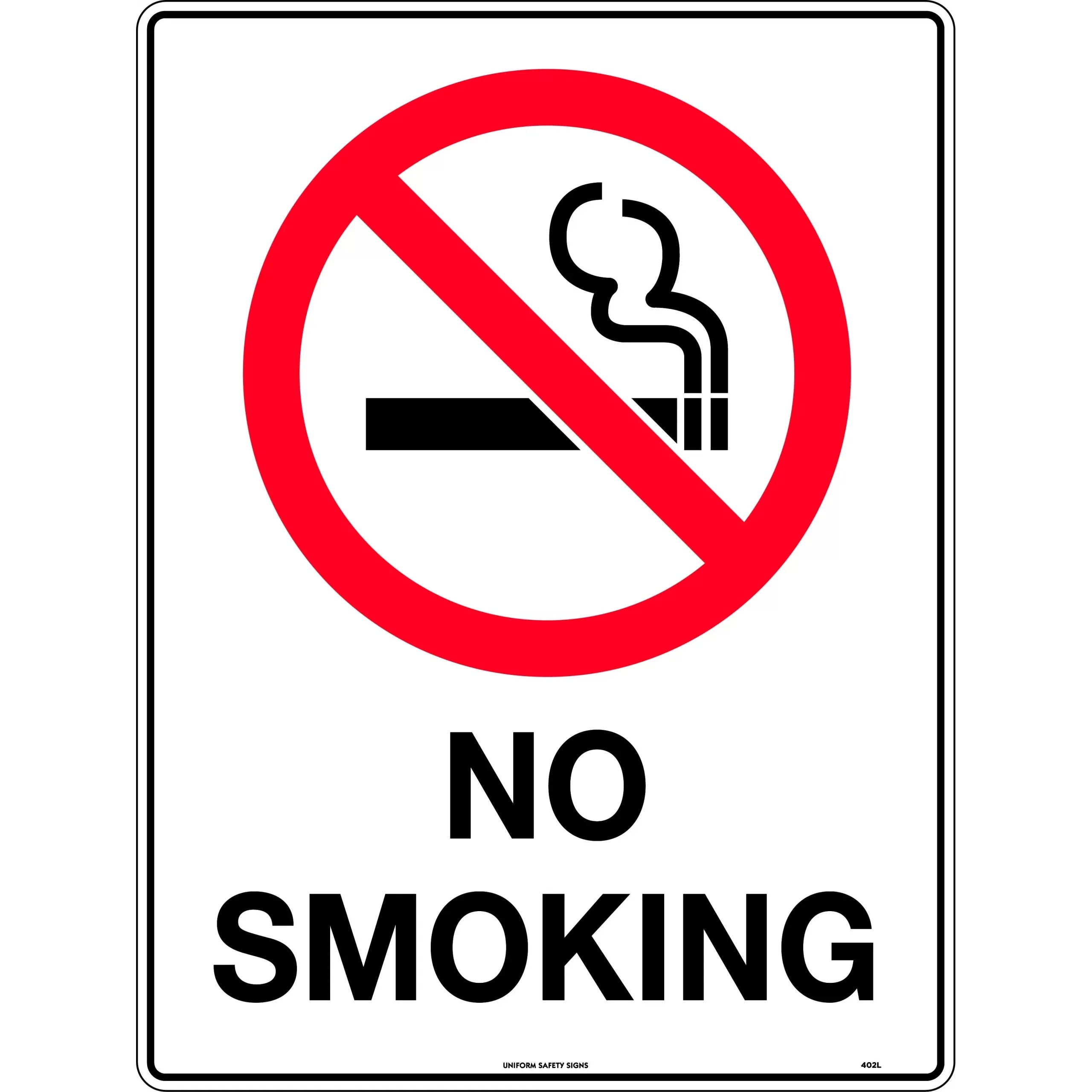 Uniform Safety Signs - 600x400mm - Corflute - No Smoking | 402LC