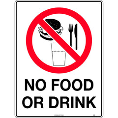 Uniform Safety Signs - 50mm - Self Adhesive - Pkt5 - No Food or Drink Picto | 408RA