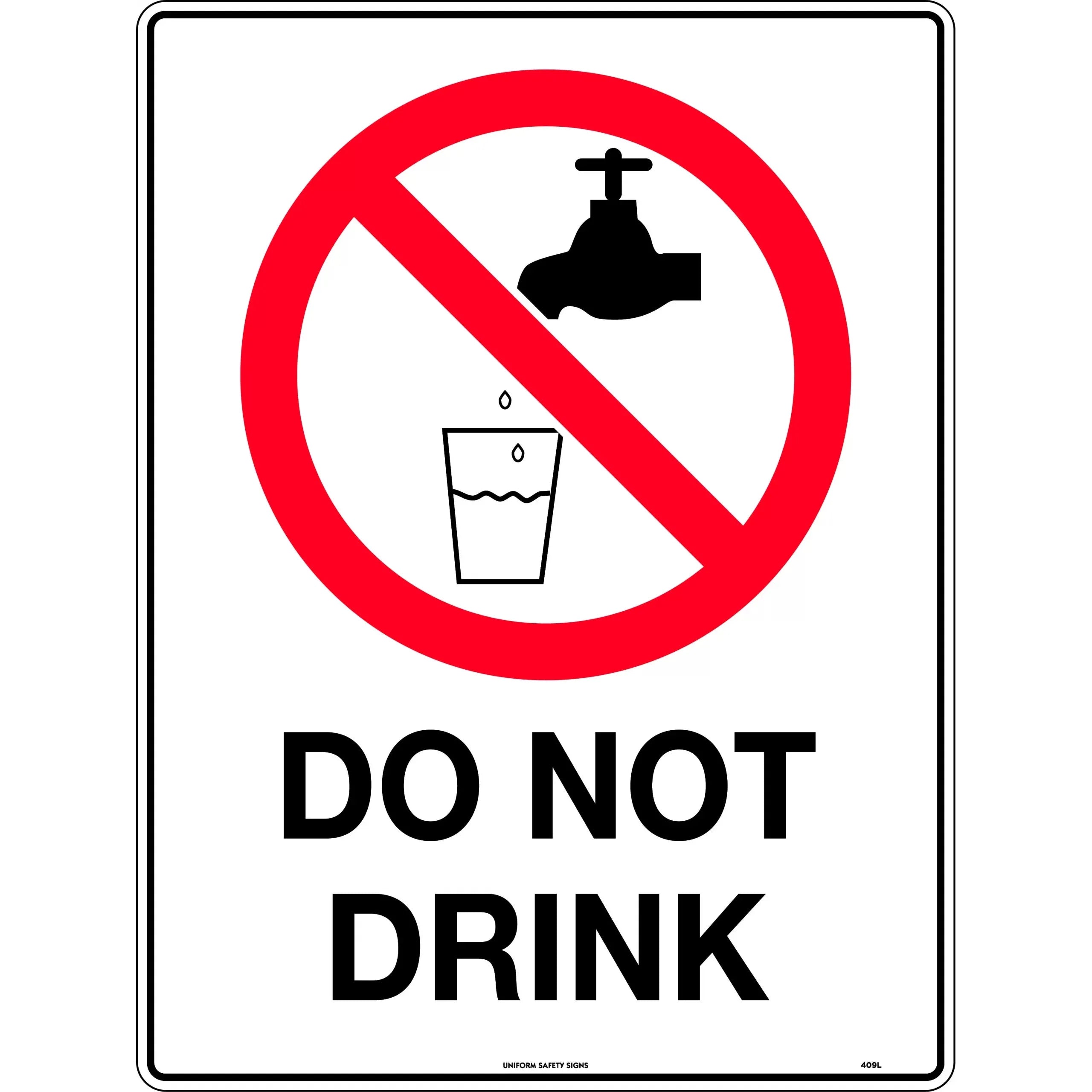 Uniform Safety Signs - 50mm - Self Adhesive - Pkt5 - No Drinking Picto | 409RA