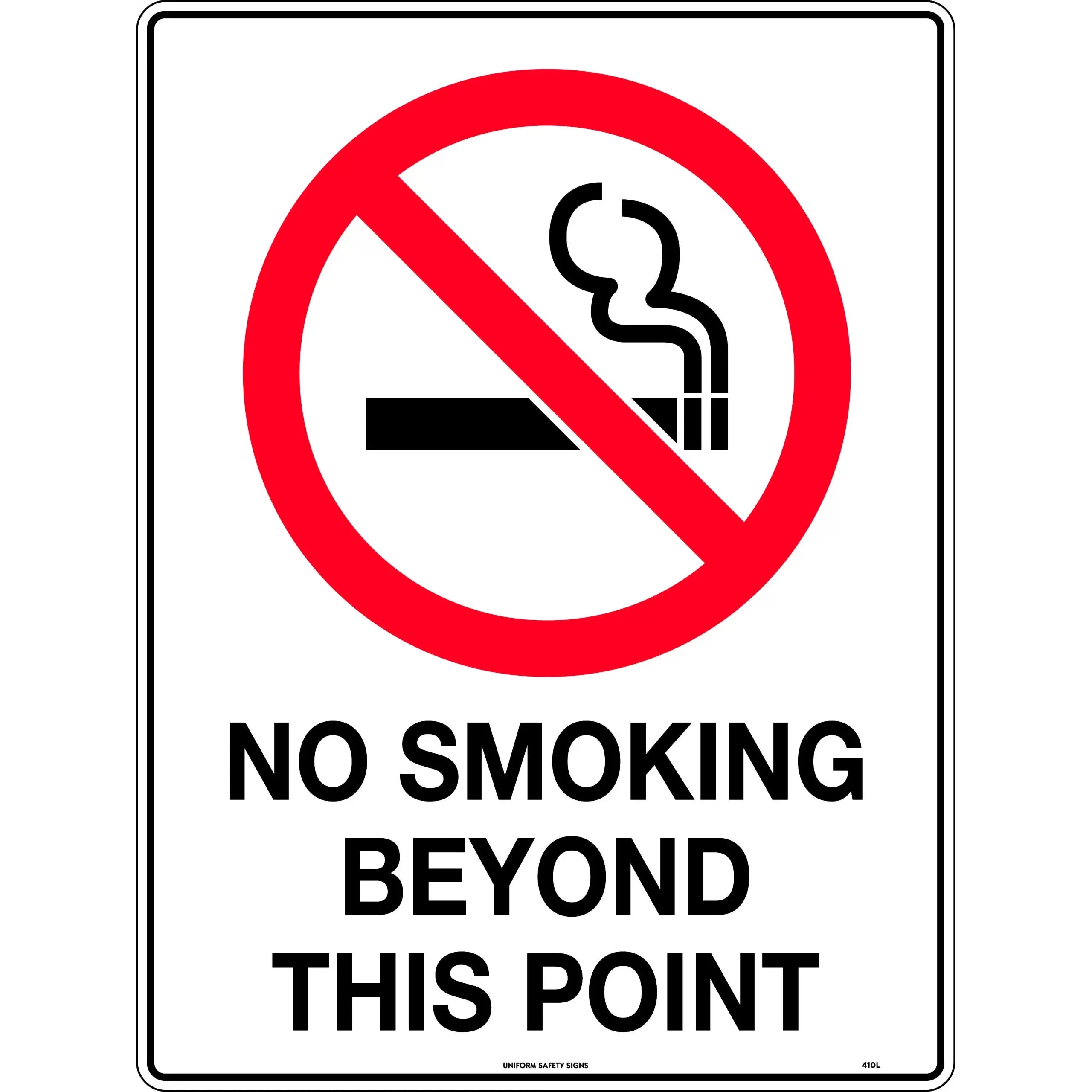 Uniform Safety Signs - 300x225mm - Poly - No Smoking Beyond This Point | 410MP