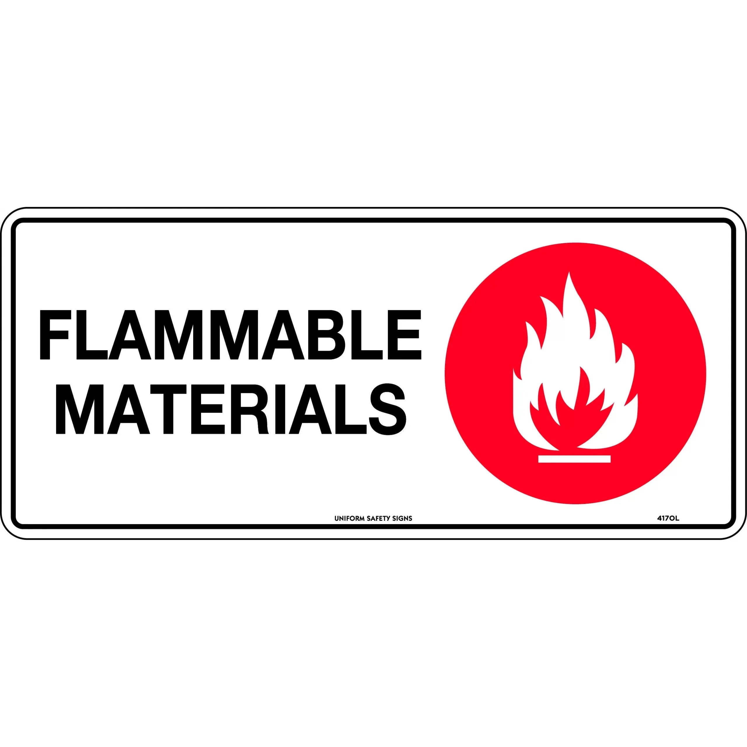 Uniform Safety Signs - 300x140mm - Self Adhesive - Flammable Materials | 417TMA