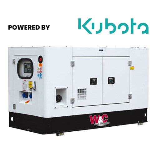Welling & Crossley 12 kVA Three Phase Standby Diesel Generator with Kubota Engine with 90L Tank