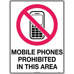 Uniform Safety Signs - 600x400mm - Metal - Mobile Phones Prohibited in This Area | 421LM