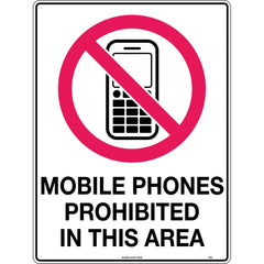 Uniform Safety Signs - 300x225mm - Poly - Mobile Phones Prohibited in This Area | 421MP