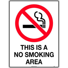 Uniform Safety Signs - 600x400mm - Metal - This is a No Smoking Area | 422LM