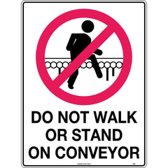 Uniform Safety Signs - 600x400mm - Metal - Do Not Stand or Walk on Conveyor | 428LM