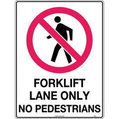 Uniform Safety Signs - 600x400mm - Corflute - Forklift Lane Only No Pedestrians | 430LC