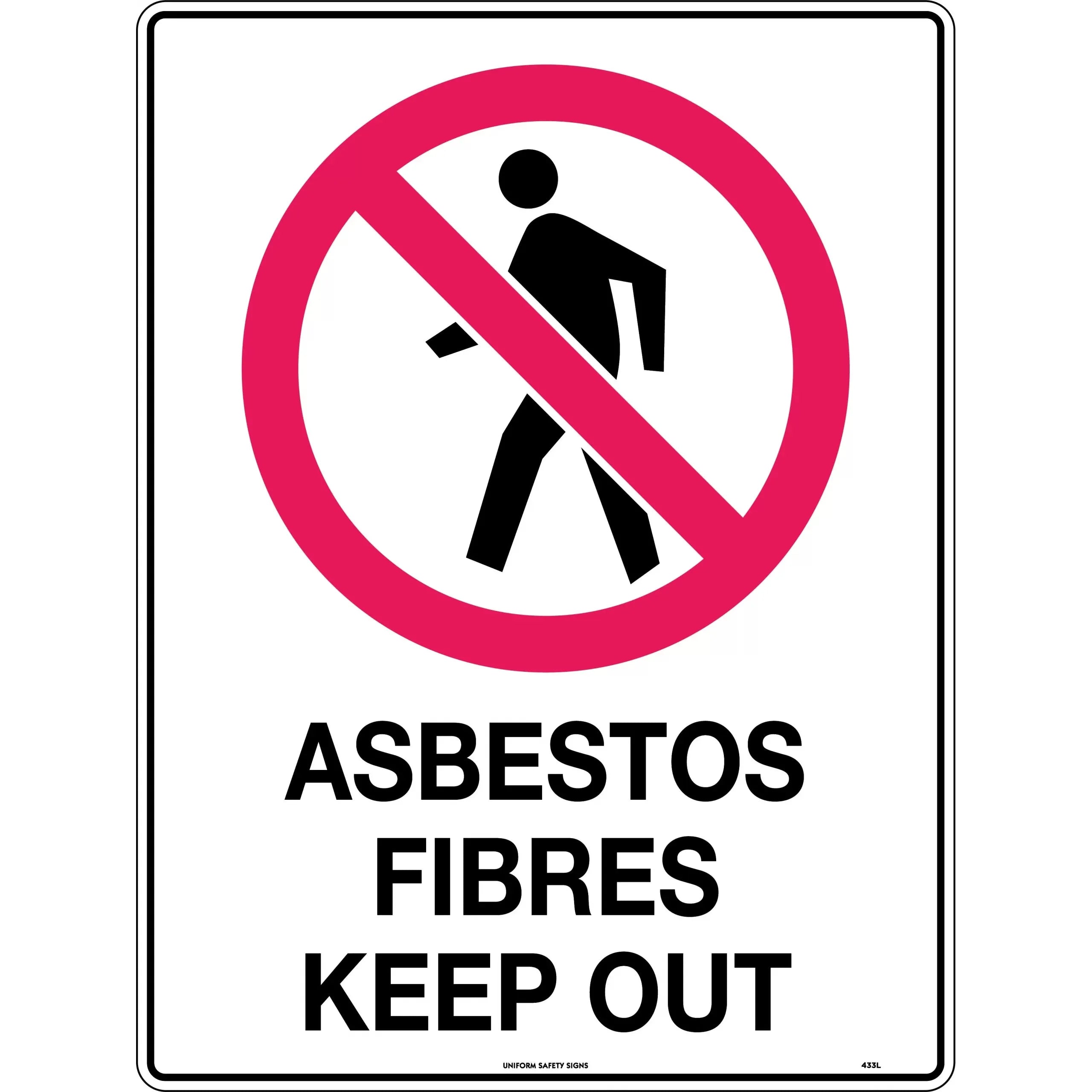 Uniform Safety Signs - 450x300mm - Metal - Asbestos Fibres Keep Out | 433LSM