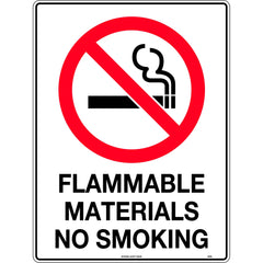 Uniform Safety Signs - 300x225mm - Metal - Flammable Materials No Smoking | 435MM