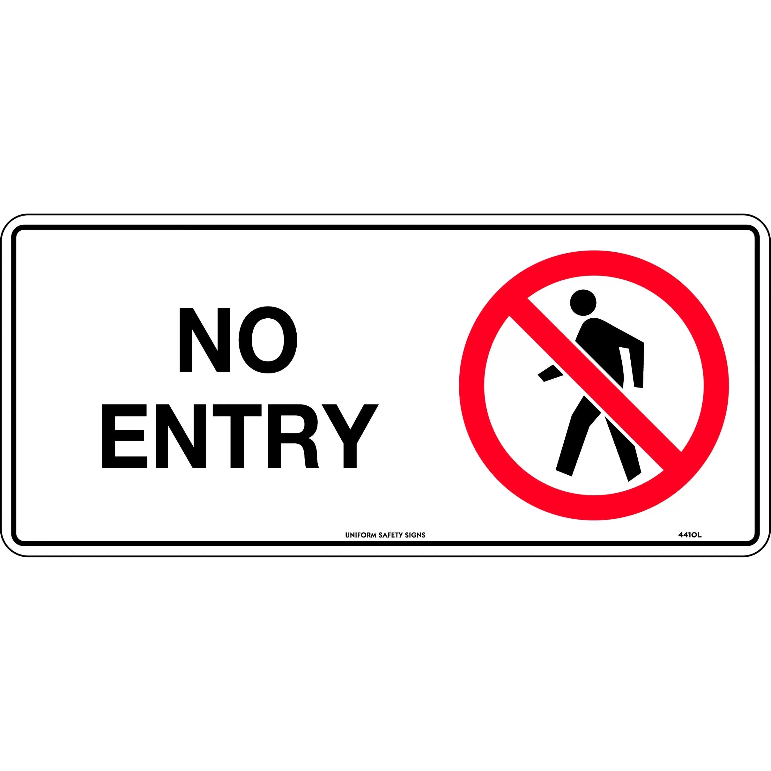 Uniform Safety Signs - 300x140mm - Self Adhesive - No Entry | 441TMA