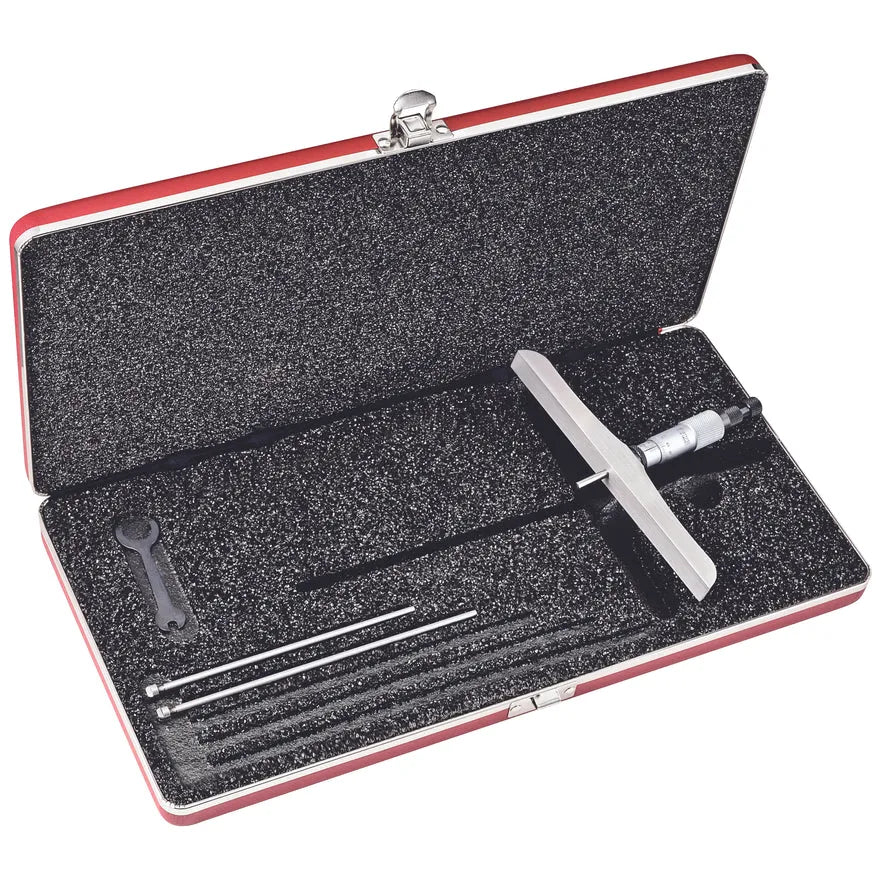 Starrett - Depth Gage 0-75mm Range 150mm Base 3 Rods Case | 445MDZ-75RL