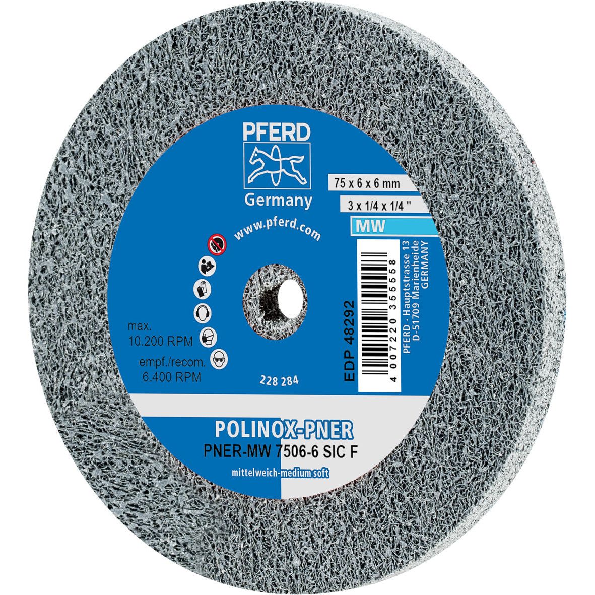 PFERD - POLINOX Ring Wheels Unitized Discs PNER-MW 7506-6 C FINE (medium soft) | 44691427 5