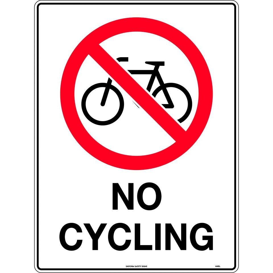 Uniform Safety Signs - 450x300mm - Metal - No Cycling | 446LSM