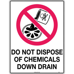 Uniform Safety Signs - 600x400mm - Poly - Do Not Dispose of Chemicals Down Drain | 450LP